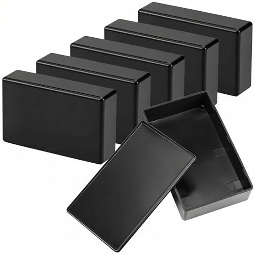 QWORK® Lot de 6 Boite de derivation en plastique ABS noir, boîtier de jonction électronique pour alimentation, instruments et projets portables (100 x 60 x 25 mm)