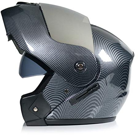 Modulare Motorradhelme Aus Kohlefaser Klapphelme Mit Doppelter Sonnenblende Winter Winderproof Racing Integral-motorradhelm, CC08, L-Suitable for Head circumference/59-60cm