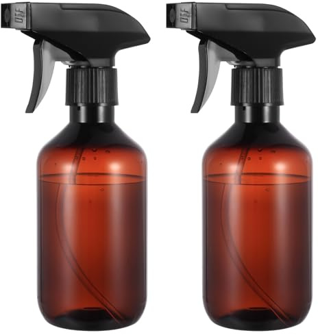 IYEREER 2 Pcs 10oz/300ml Plastic Plastic Spray Bottles for Cleaning, Empty Spray Water Bottles, Refillable Stream Adjustable Mist Trigger Sprayer Bottle for Hair Garden Plant Home Cleaning(Brown)