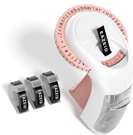 Embossing Label Maker Manual, Vintage Embossed Label Maker Pink, Retro Embosser Handheld Labeler with 3 Black Tapes 3/8Inch for DIY Scrapbooking, Kids Teachers Practical Gift, Home & Office Use