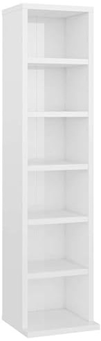 Eleganz CD-Schrank Hochglanz-Weiß 21x20x88 cm, Holzwerkstoff Regal für Wohnzimmer & Büro, platzsparend & modern, stilvolle Aufbewahrung für CDs & Medien
