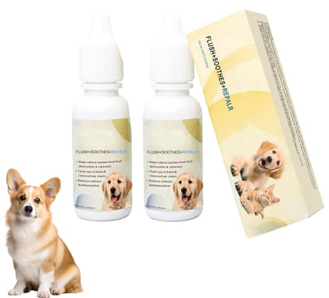2pièces Gouttes Oculaires Pour Chien Et Chat, Nettoyant Apaisant Pour Les Yeux, Soulage Les Irritations Et Démangeaisons, Nettoie en Douceur De Larmes, Détachant Pour Les Yeux Des Chiens Et Des Chats