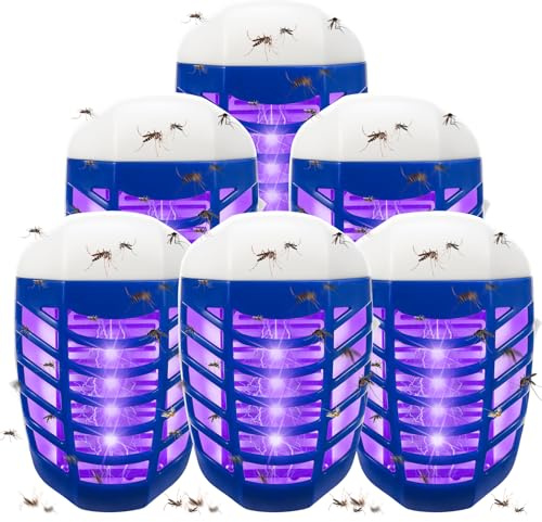 JahyElec Bug Zapper Indoor Plug in Flying Insect Trap, 6 Pack Electronic Plug in Mosquito Zappers Gnat Insect Fly Zapper Traps Lamp for Home, Kitchen, Bedroom, Living Room,Office, Blue