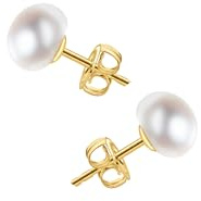 Einzelstück® Perlenohrringe 925 Sterling Silber 14K Gold vergoldet mit echten Süßwasserperlen I aus recyceltem Silber I Perlen Ohrringe Stecker Gold für Damen und Mädchen (925 Silber, 5mm)