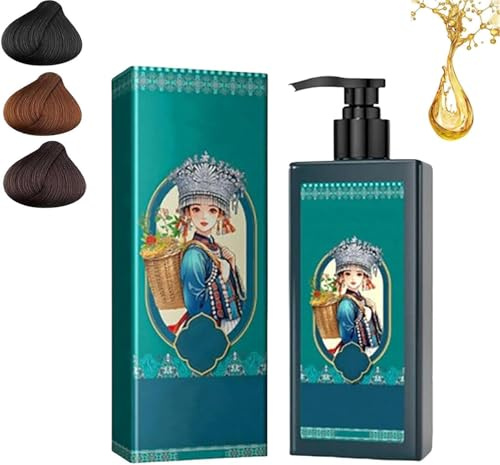 Teinture capillaire à l'extrait de plante pour les cheveux gris, teinture capillaire biologique végétale naturelle (Natural Black)