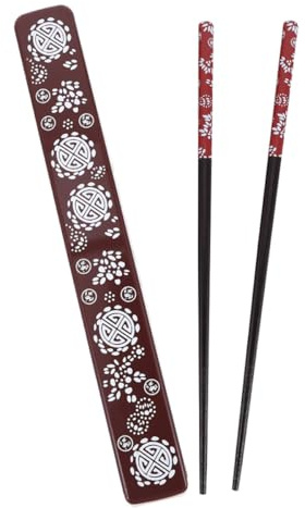 STOBAZA Juego de Palillos Chinos Reutilizables de Madera Natural con Estuche Portátil Rojo Palillos Multifuncionales para Comida Delicada Ideales para Cenas en Casa y Restaurante