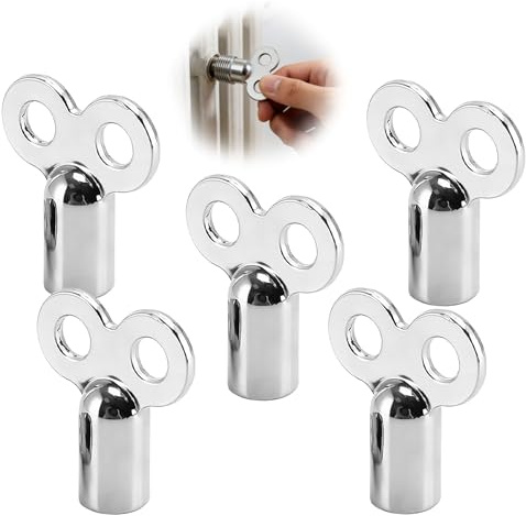 Jetstream 5 Pièces Clés de Purge pour Radiateur, Clé de Purge Radiateur Universelle, Clé de Purge Argentées, compatible avec Systèmes de Chauffage et à Différents Radiateurs