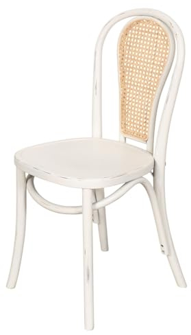 Biscottini Chaise cuisine vintage en bois de frêne 43x47x88 cm - Chaise de salle à manger blanche - Chaises de cuisine - Chaises de salle à manger en bois et paille de Vienne - Chaises de salon