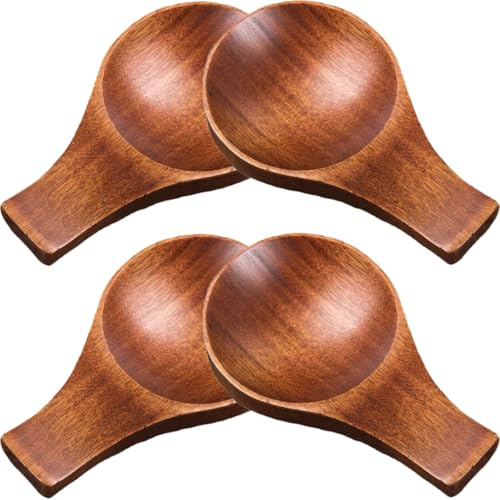 ARTSEWPLY Lot de 4 Petits Plats à Sauce en Bois 9x5,5x1,5 Cm, Porte-sauce Soja Pratique et Repose-baguettes, Accessoires la Cuisine pour Sauces Soja, Vinaigre, Moutarde, Réutilisable