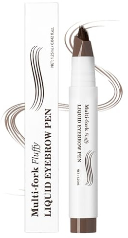 Ögonbrynspenna brun, magisk mikroögonpenna med naturlig finish, hållbar mikrobladande ögonbrynsfärg för kvinnor, brun penna för hela ögonbryn