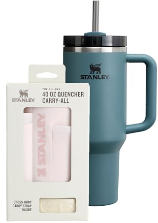 Stanley 1913 Quencher H2.0 Borraccia con Cannuccia 1.2L - Blue Spruce | FlowState - Freddo per 11 Ore - Bevanda Ghiacciata fino a 48 Ore - Include All-Day Quencher Carry-All
