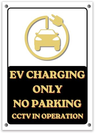 LP Lifestyle EV Charging Only No Parking CCTV In Operation Sign Weatherproof PVC | Rust-Free Durable Outdoor Electric Vehicle Bay Notice No. 550 (A4 (210mm x 297mm) – Holes)