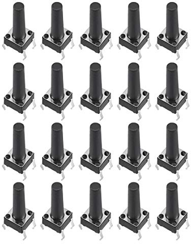 sourcing map 20 Stücke 6x6x16mm Platte Mini/Mikro/Klein PCB Druckknopf Schalter DIP DE de