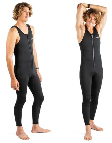 Osprey Mens 3mm Long John Sleeveless Wetsuit with Front Zip and Ergonomic Panelling– Non-Sleeve Watersport Paddleboarding Sailing Suit