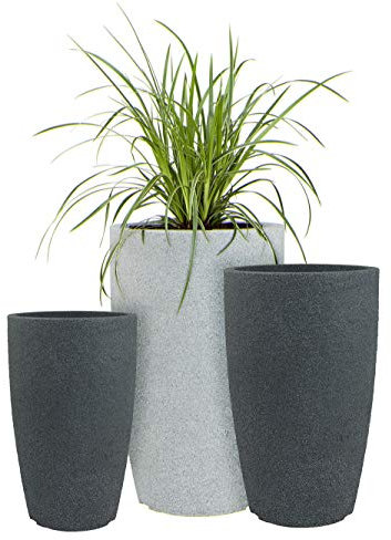 Pflanzwerk® Pflanzkübel Kunststoff Pipe Grau 77cm Blumentopf *Frostbeständige Blumenkübel* *100% ÖKOLOGISCH* *2 Jahre GARANTIE* *Premium Pflanzenkübel Qualität*