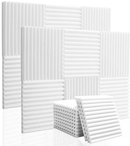 12 pièces Mousse Acoustiques Panneaux de Acoustique Pour de Studio insonorisation Traitement KTV Jeu en Direct Panneau Absorbant Acoustique Coussin Absorbant Mousse - 30x30x2.5cm Blanc
