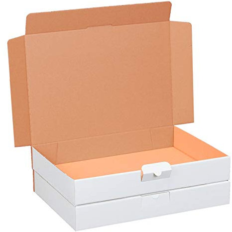 smiley pack 10 Maxibriefkartons 320 x 225 x 50 mm weiß (10 Stück) DIN A4 Maxibrief Versandkarton für DHL DPD GLS Hermes Warensendung Büchersendung mit Steckverschluss