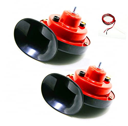 YIYIDA Car Horn Corno elettrico per auto 2 pezzi Clacson elettrico130DB Tromba d'aria Impermeabile Corno rosso ad alta tonalità e tono basso con staffa in metallo per12V yacht motociclo camion ecc