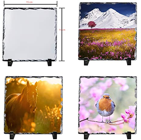 AptoFun Personalisiertes Schieferbild,Schiefertafel zum Selbstgestalten mit eigenen Fotos und Texten auf Nutur Schifferplatte als Fotogeschenk(15 * 15cm)