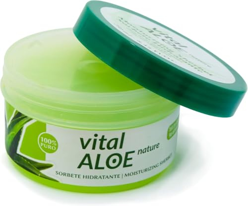 Sorbete Hidratante Aloe Vera 100% Puro 250 ml | Textura Gel Ligera con Aloe Vera Puro Ecológico | Crema Corporal y Facial After Sun, Post Depilación y Quemaduras | Ideal para Todo Tipo de Pieles