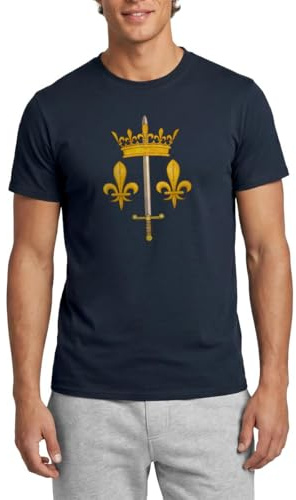France Fleur de Lys Blason Jeanne d'Arc Couronne de Roi T Shirt Homme