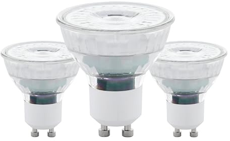 Eglo Lot de 3 ampoules LED GU10, lampes réflecteur, spots de 4,5 watts chacun (équivalent 50 watts), 345 lumens, blanc chaud, 2700 Kelvin, Ø 5 cm