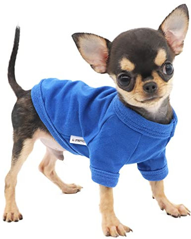 LOPHIPETS 100% Cotton Dog Tee Shirt for Small Dogs Teacup Chihuahua Yorkie Puppy Clothes-Blue/XXS