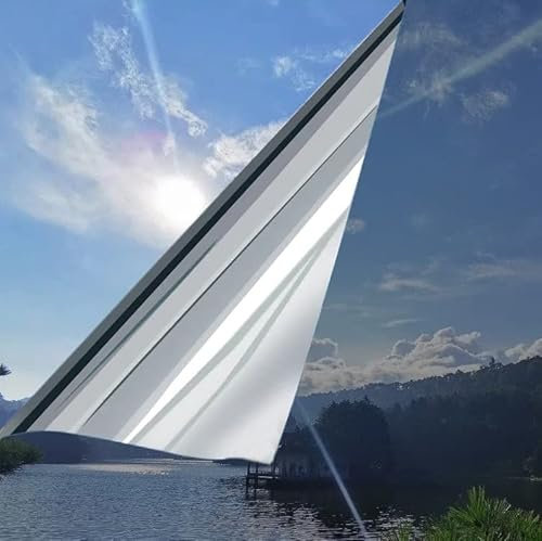 Sonnenschutzfolie Fenster, 90 x 200 cm Spiegelfolie Selbstklebend, 99% UV-Schutz Sonnenschutzfolie, Fenster Sichtschutz Folie Für Zuhause Badzimmer oder Büro Wohnzimmer, Silber