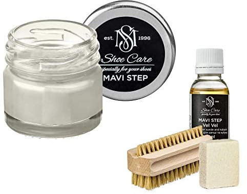 MAVI STEP Aurora Schuhpflegeset aus Wildleder und Nubuk - Luxus Schuhpflege Set - 140 Nebel Grey, 141 Nassasphalt, Einheitsgröße