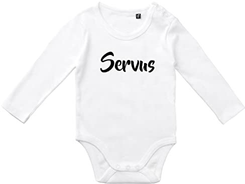 Huuraa Jungen und Mädchen Body Servus Schriftzug Geschenk Größe 62 White Bio Baumwolle Fairtrade Servus Geschenkidee