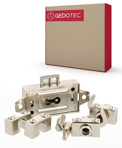Gedotec Serratura a barra girevole, 155 mm, 1 set – serratura per armadio | serratura in metallo – nichelato | serratura per mobili | serratura per asta girevole Ø 6 mm