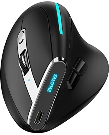 Docooler Ratón Inalámbrico, F-36 Ratón Óptico Inalámbrico Vertical 2.4G Blue-Tooth Mouse luz a Todo Color 8 Teclas de programación Cinco dpi Mouse de Juego Incorporado 730mah batería de Litio Blanco