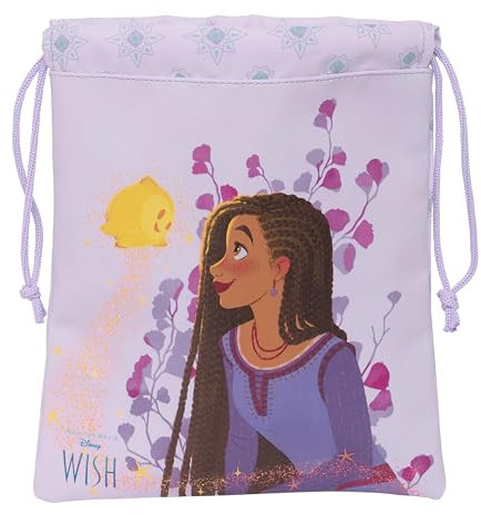 WISH - Saquito Merienda Lunch Bag, Portatodo, Calidad y Máxima Resistencia, Porta Comida, Recreo, 20x25 cm, Color Lila