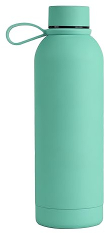 Memotak Borraccia Bottle Soft Touch 500 ml PERSONALIZZABILE -STAMPA UV O LASER Bottiglia isolata a tenuta stagna per Sport, Bambino, Bambina | 24 ore freddo & 12 ore caldo (Verde Acqua uv)