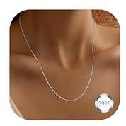 CASSIECA 925 Sterling Silber Halskette Damen Silberkette Damen 925 ohne Anhänger 1,5mm Verschiedene Längen 51cm