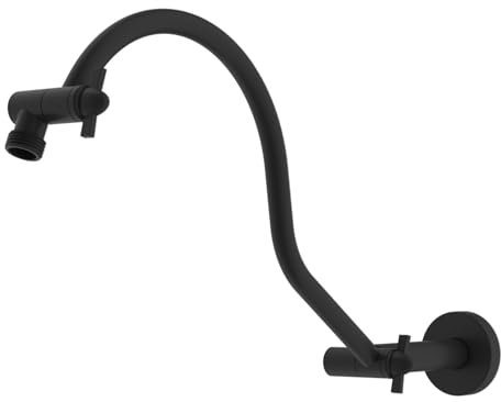 Hibbent Duschkopf-Verlängerungsarm aus Metall, 45,7 cm, Duscharm mit Flansch, massives Messing, flexibel, Höhe und Winkel, verstellbare Duschverlängerung mit Verriegelungsgelenk, Universalanschluss