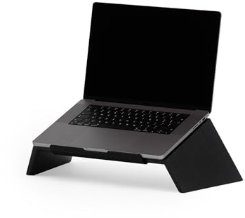 Oakywood - Laptop Ständer Holz - Notebook Stand - für Laptops 15-16, Hand Made, mit Metall Halterung, kompatibel mit MacBook - Unterlage, Monitor Erhöhung für Schreibtisch - 50x25x15cm - Schwarz