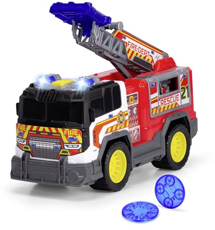 Dickie Toys - Fire Rescue Unit, 30 cm, Grande camion dei pompieri, a partire dai 3 anni, con luci e suoni, batterie incluse, 203306020