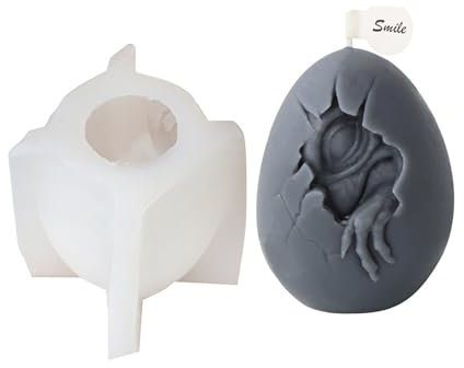 JS MOLD Ostern Ei Silikonform,3D Ostern Kerzen Silikonformen Gießformen,Eierschale Gießformen,Ostereier Silikonform für Ostern Tischdekoration Ostergeschenke Bastel (Monsterklaue,L)