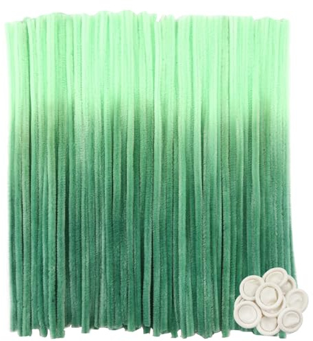 TOAOB 100 Stück Chenille Pfeifenreiniger Farbverlauf Grün 30 cm Lang und 6 mm Breit für Bastelarbeiten und Dekoration Heimwerken