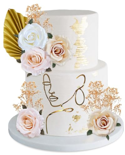 Boho Tortendeko, tortendeko Blume, Tortendekos MäDchen,Tortenaufsatz für Hochzeit, Gesicht Acryl Kuchen Topper, Boho Tortendeko Kuchen Topper für Geburtstag Braut JubiläUm Party Feiern