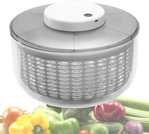 QUTBAG Centrifuga per Insalata elettrica, centrifuga per Insalata, Ricaricabile Tramite USB, centrifuga per colino per Frutta e Verdura, per Insalata, lattuga, Frutta e Verdura 6L