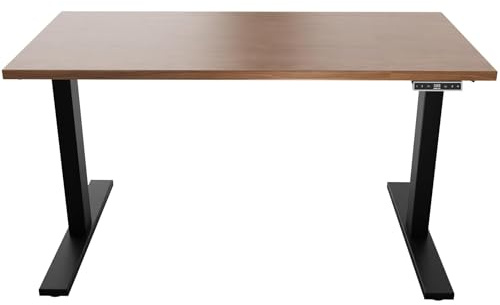 Höhenverstellbarer Schreibtisch E-WonderTech, EWT251406008, Platte 008 Lincoln wallnuss, Gestell 333 schwarz, H 630-1280 x B 1400 x T 600