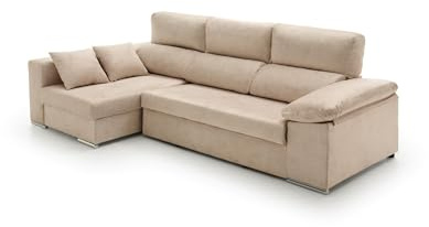 Velare | Sofa Chaise Longue Cama con Arcón Giulia Beige Izquierda