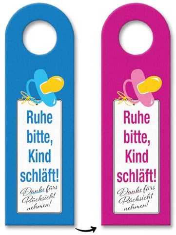 Ruhe bitte, Kind schläft Türhänger mit Spruch Ideal für Kleinkind und Baby Bitte Rücksicht Schlafzeit mit Schnuller - origineller Hingucker an jeder Tür