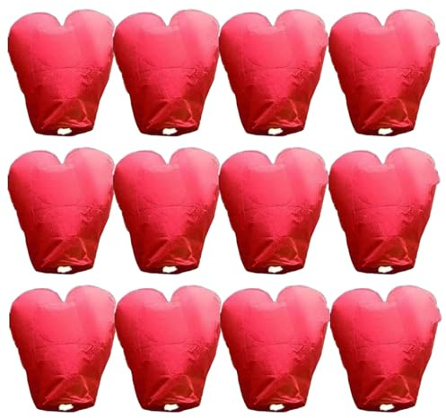 Hylruu 12Pack Red Eco Friendly Chinese Sky Lanterns for Christmas, New Years Eve, Chinese New Year, Weddings & Parties, 100% Biodegradable