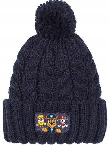 Paw Patrol Chase und Marshall Kinder Jungen Winter-Mütze Bommelmütze (Grau, 54) (DE/NL/SE/PL, Alter, 2 Jahre, 6 Jahre, Blau)