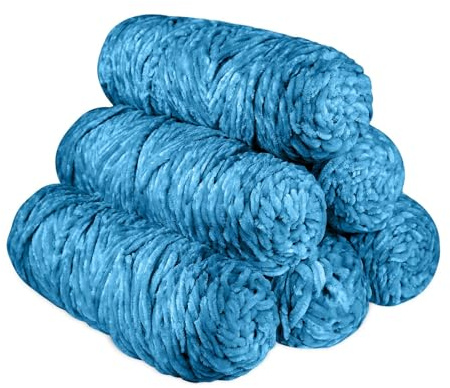 YINVA Wolle Zum Häkeln 600g(6pcs×100g) Flauschige Wolle Velvet Babywolle Weiche(Dunkelblau-6pcs-600g)