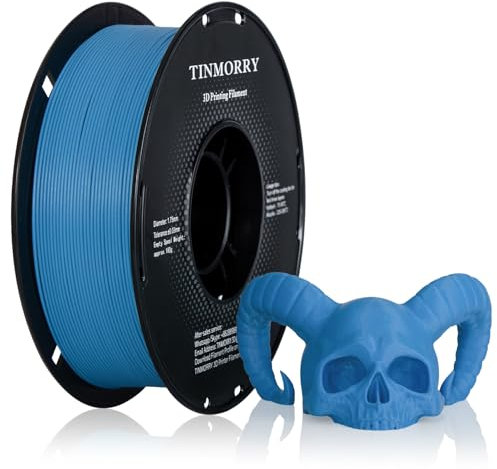 TINMORRY Glasfaser PETG Filament 1.75mm, hohe Schlagzähigkeit PETG GF 3D Druck Filament, Haltbarkeit & Steifigkeit, Passend für die meisten FDM 3D Drucker, 1 KG 1 Spule, Frosted Blau
