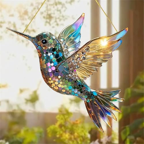 Sherum Spirit Birds - Acrilico Acchiappasole Colibrì Ornamenti Natalizi per Gli Uccelli